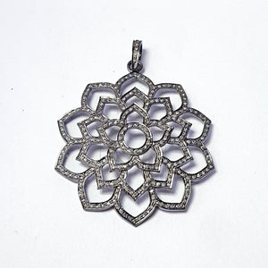 Pave diamond rosecut pendant 925 sterling silver pendant handmade diamond pendant very beautiful flower cutting design diamond pendant