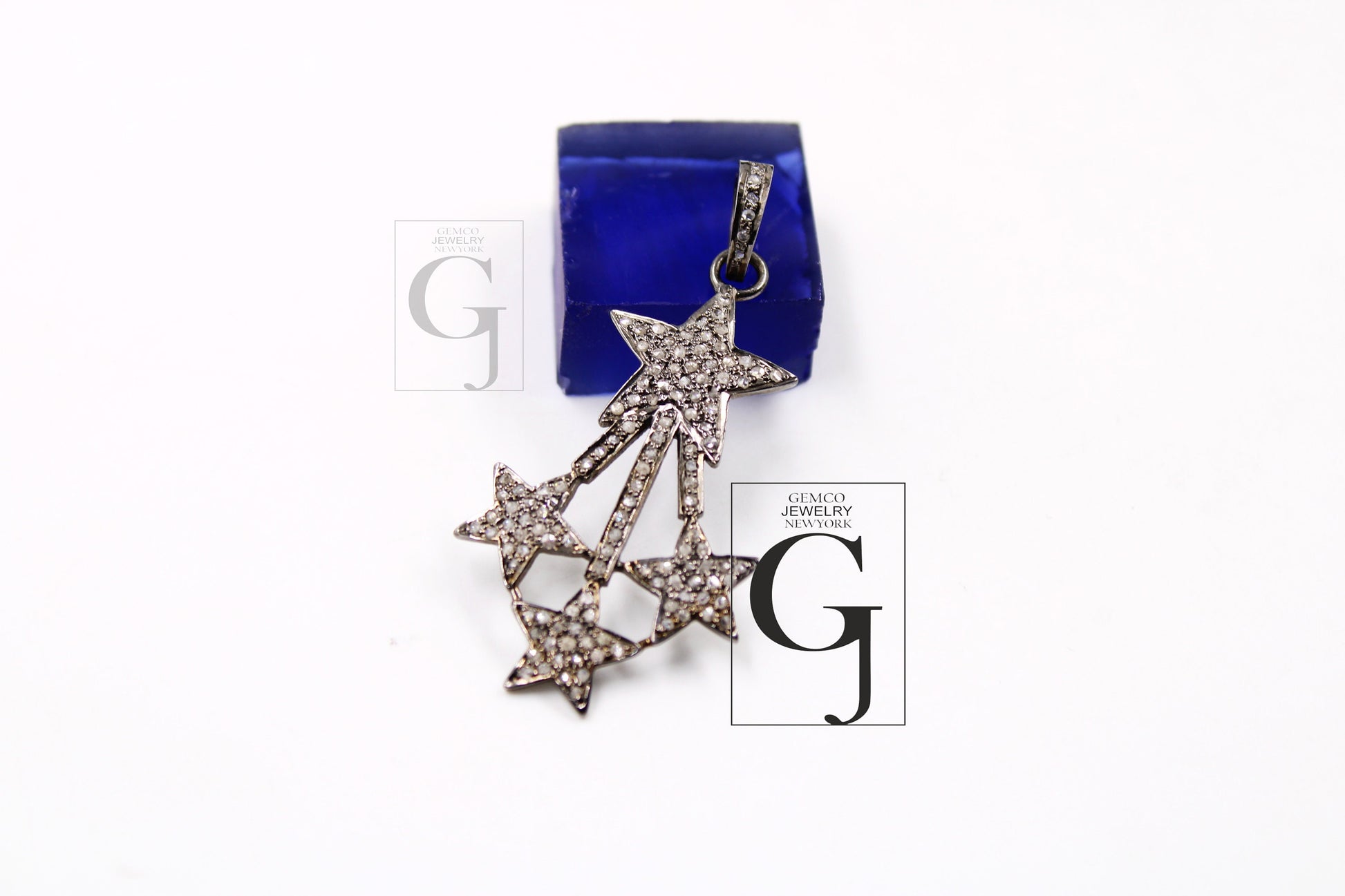 Antique Look Star Pendant Designer Rosecut Pave Diamond Pendant 925 Sterling Silver Handmade Finish Diamond Charms Necklace Pendant Jewelry