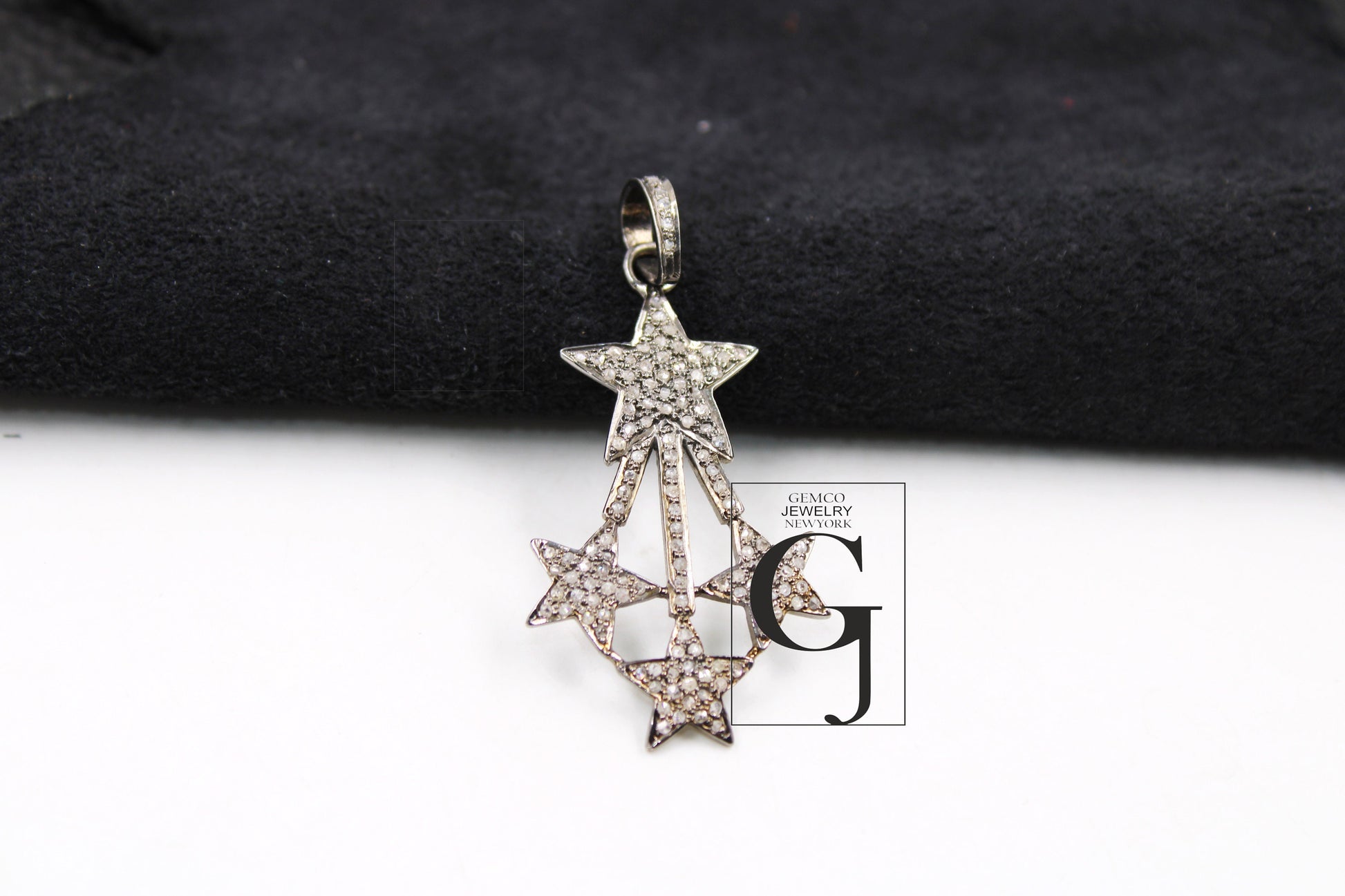 Antique Look Star Pendant Designer Rosecut Pave Diamond Pendant 925 Sterling Silver Handmade Finish Diamond Charms Necklace Pendant Jewelry
