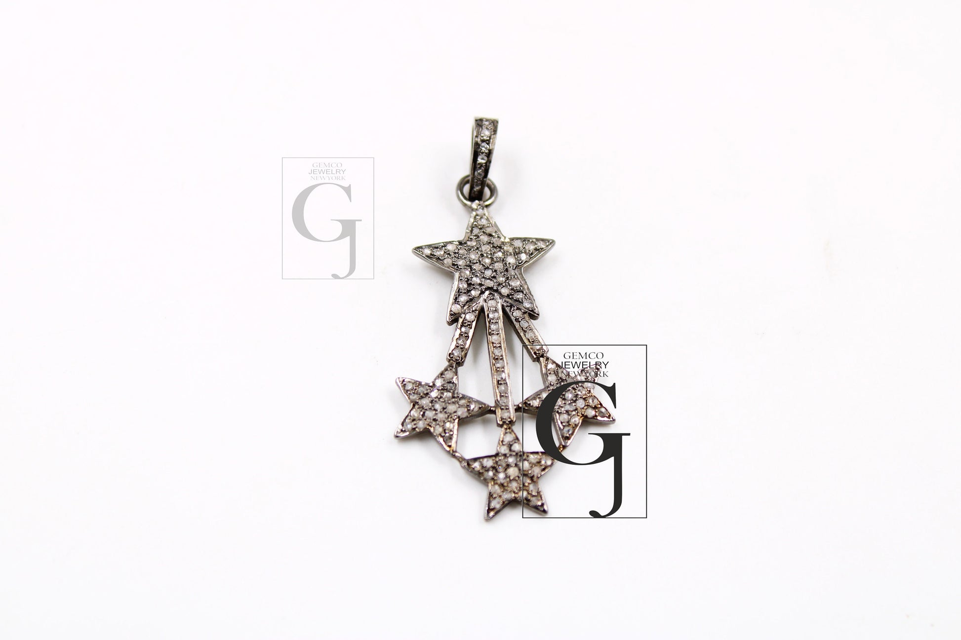 Antique Look Star Pendant Designer Rosecut Pave Diamond Pendant 925 Sterling Silver Handmade Finish Diamond Charms Necklace Pendant Jewelry