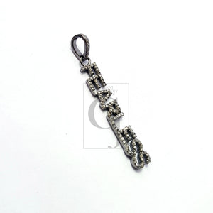 Very Beautiful FEARLESS Word Designer Rosecut Pave Diamond Pendant 925 Sterling Silver Handmade Finish Diamond Jewelry Pendant