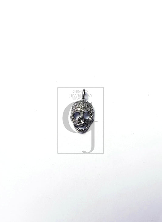 Skull design Rosecut pave diamond pendant 925 sterling silver handmade finish beautiful diamond pendant jewelry