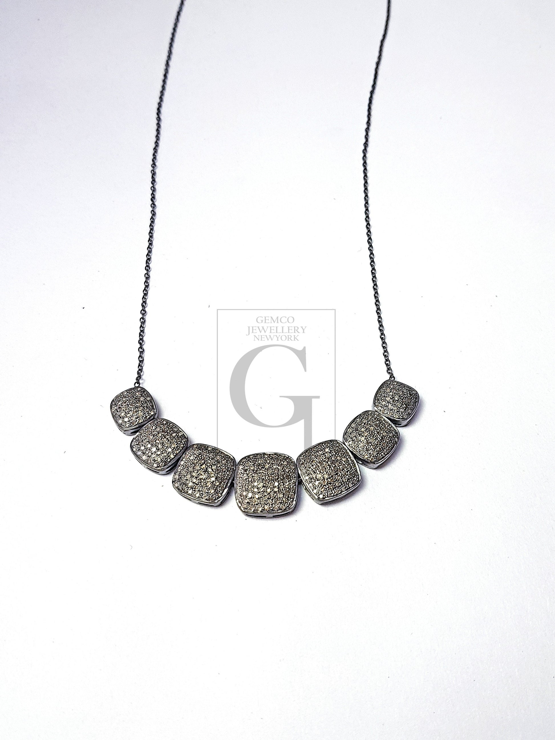 Pave rosecut diamond 925 sterling silver handmade very beautiful pave diamond necklaces
