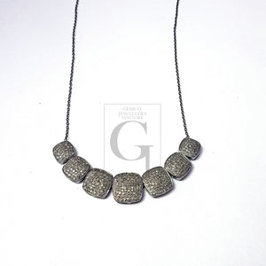 Pave rosecut diamond 925 sterling silver handmade very beautiful pave diamond necklaces
