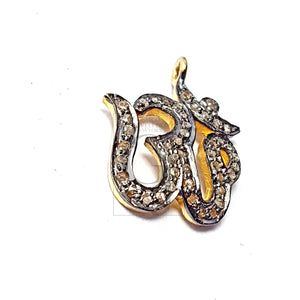 Very Beautiful OM Designed Shaped Rocecut Pave Diamond Pendant 925 Sterling Silver Handmade Finish Diamond Fashionable Jewelry