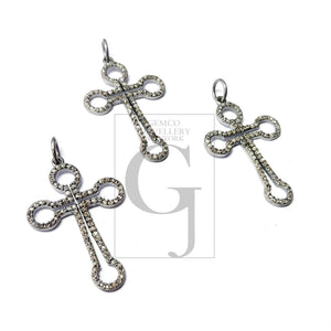 Beautiful Cross Design Rosecut Pave Diamond Pendant 925 Sterling Silver Handmade Finish Latest Style Diamond Pendent Jewelry