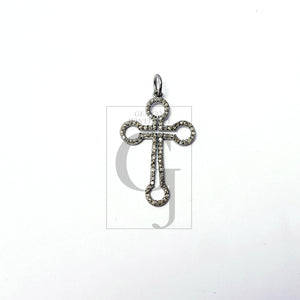 Beautiful Cross Design Rosecut Pave Diamond Pendant 925 Sterling Silver Handmade Finish Latest Style Diamond Pendent Jewelry
