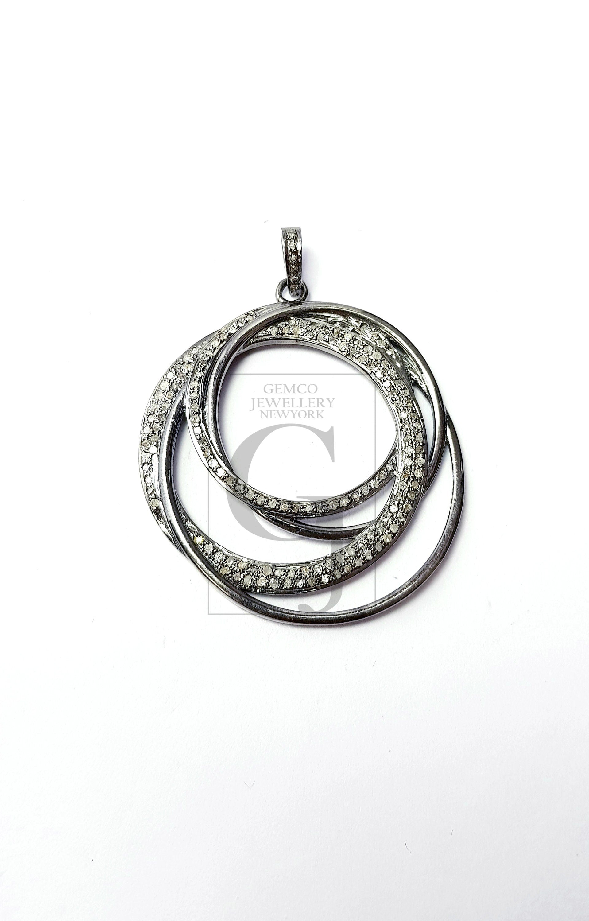 Very Unique design circle shaped Rosecut pave diamond pendant 925 sterling silver handmade finish beautiful diamond pendant jewelry