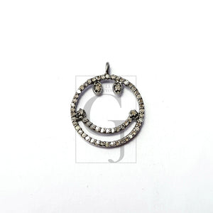Charm pendent Smiley design Rosecut pave diamond pendant 925 sterling silver handmade finish beautiful diamond pendant jewelry