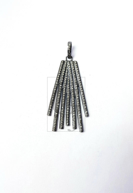 Very Beautiful Designer Rosecut Pave Diamond Spike Pendant 925 Sterling Silver Handmade Finish Diamond Jewelry Pendant