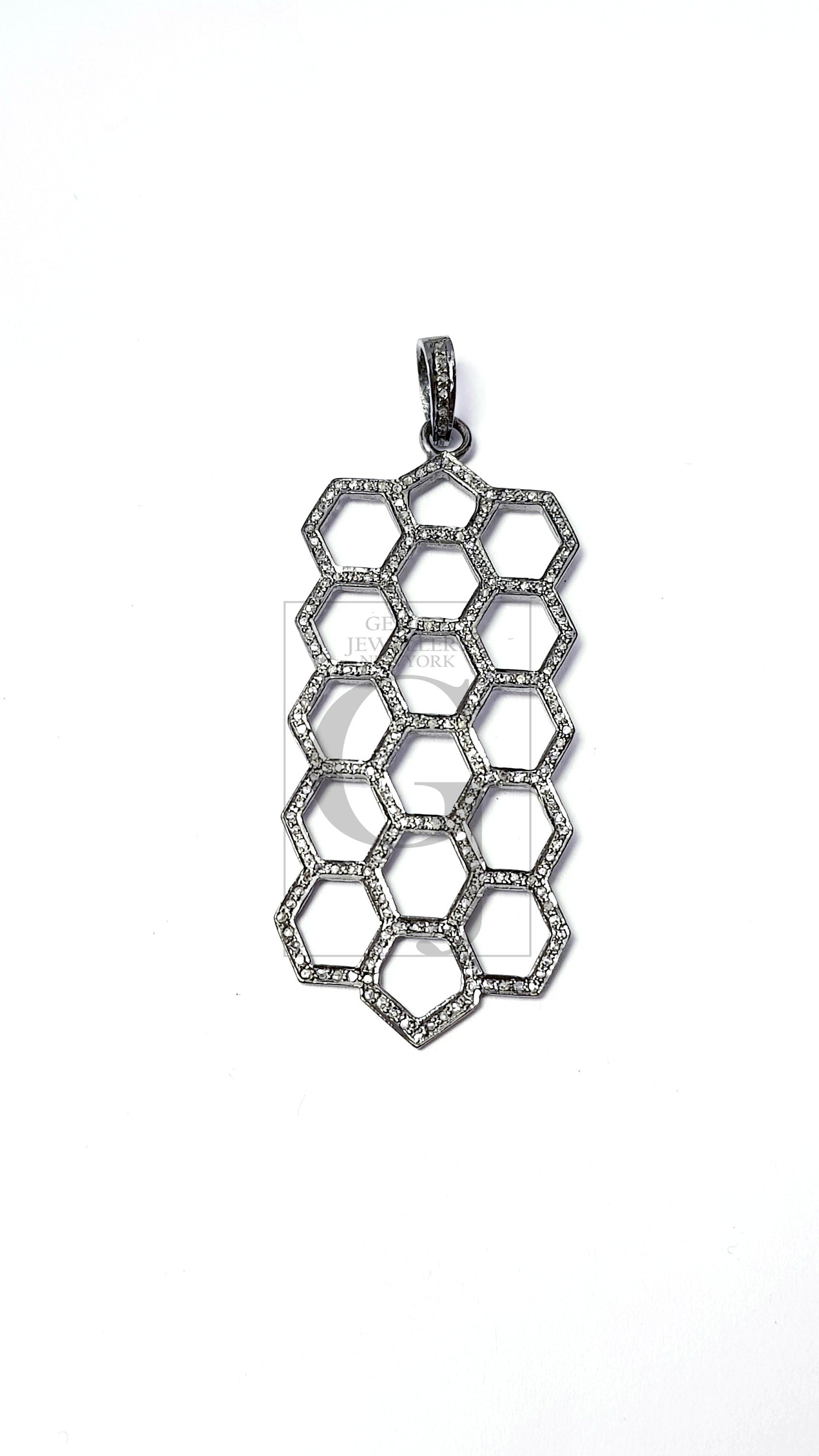 Latest designer Rosecut pave diamond pendant 925 sterling silver handmade finish unique design diamond pendant jewelry
