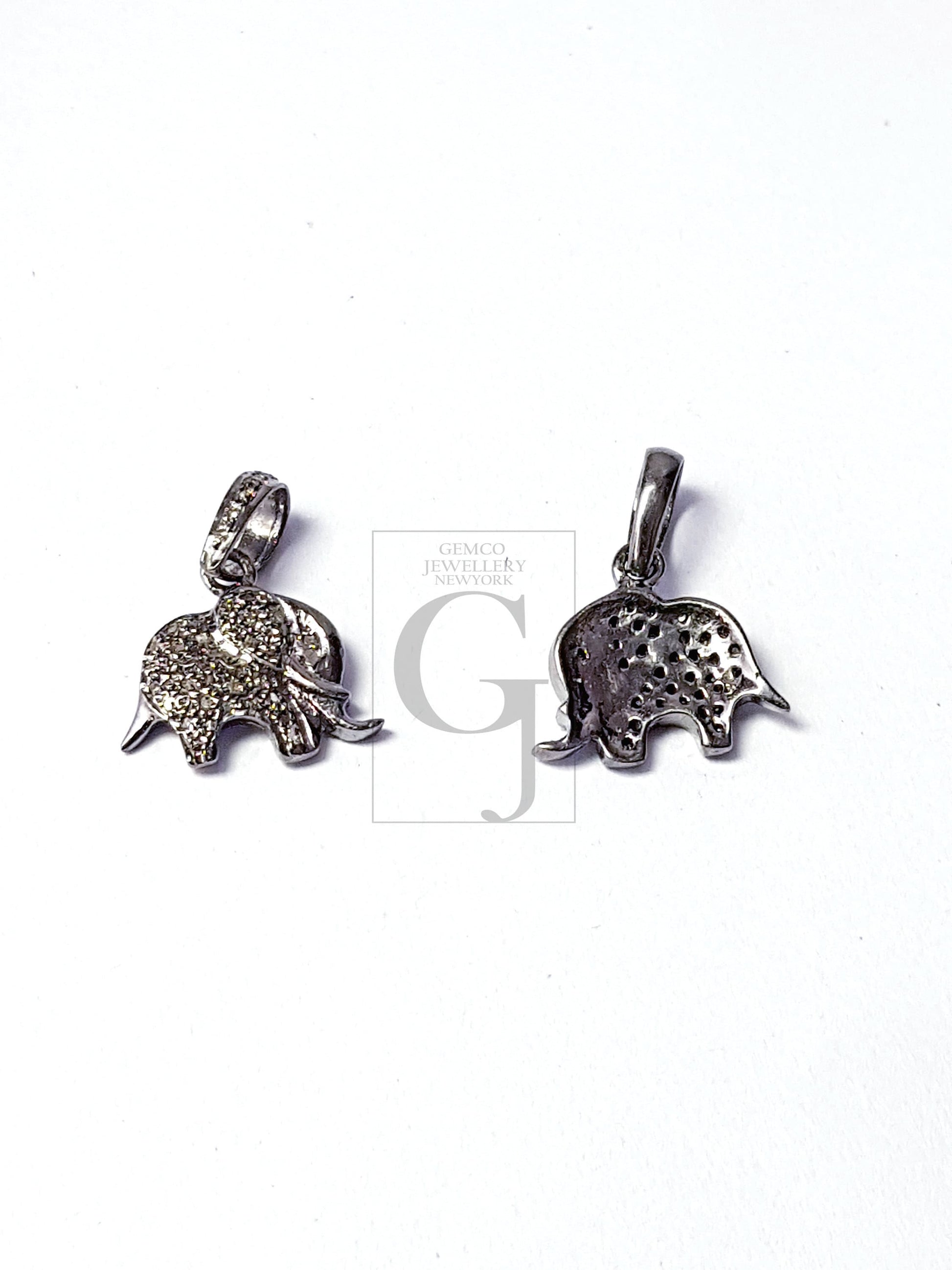 Pave diamond rosecut pendant 925 sterling silver pendant handmade diamond pendant  elephant design diamond pendant charm