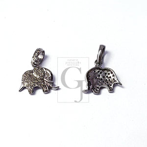 Pave diamond rosecut pendant 925 sterling silver pendant handmade diamond pendant  elephant design diamond pendant charm