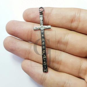Cross designer beautiful Rosecut pave diamond pendant 925 sterling silver handmade finish diamond faith jewelry pendant