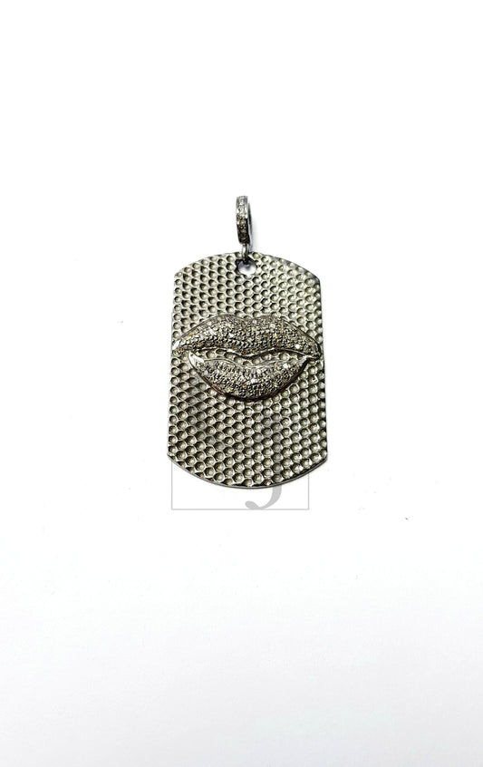 Latest design lips style Rosecut pave diamond pendant 925 sterling silver handmade finish beautiful diamond jewelry