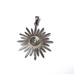 Pave diamond rosecut pendant 925 sterling silver pendant handmade diamond pendant beautiful sunburst pave diamond pendant