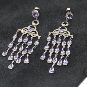 Very Beautiful Tanzanite Schindler Designer Earring Rosecut Pave Diamond Earring 925 Sterling Silver Handmade silver Finish Diamond Earring