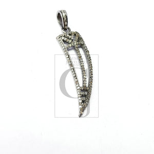 Latest design sword shaped Rosecut pave diamond pendant 925 sterling silver handmade finish diamond pendant jewelry