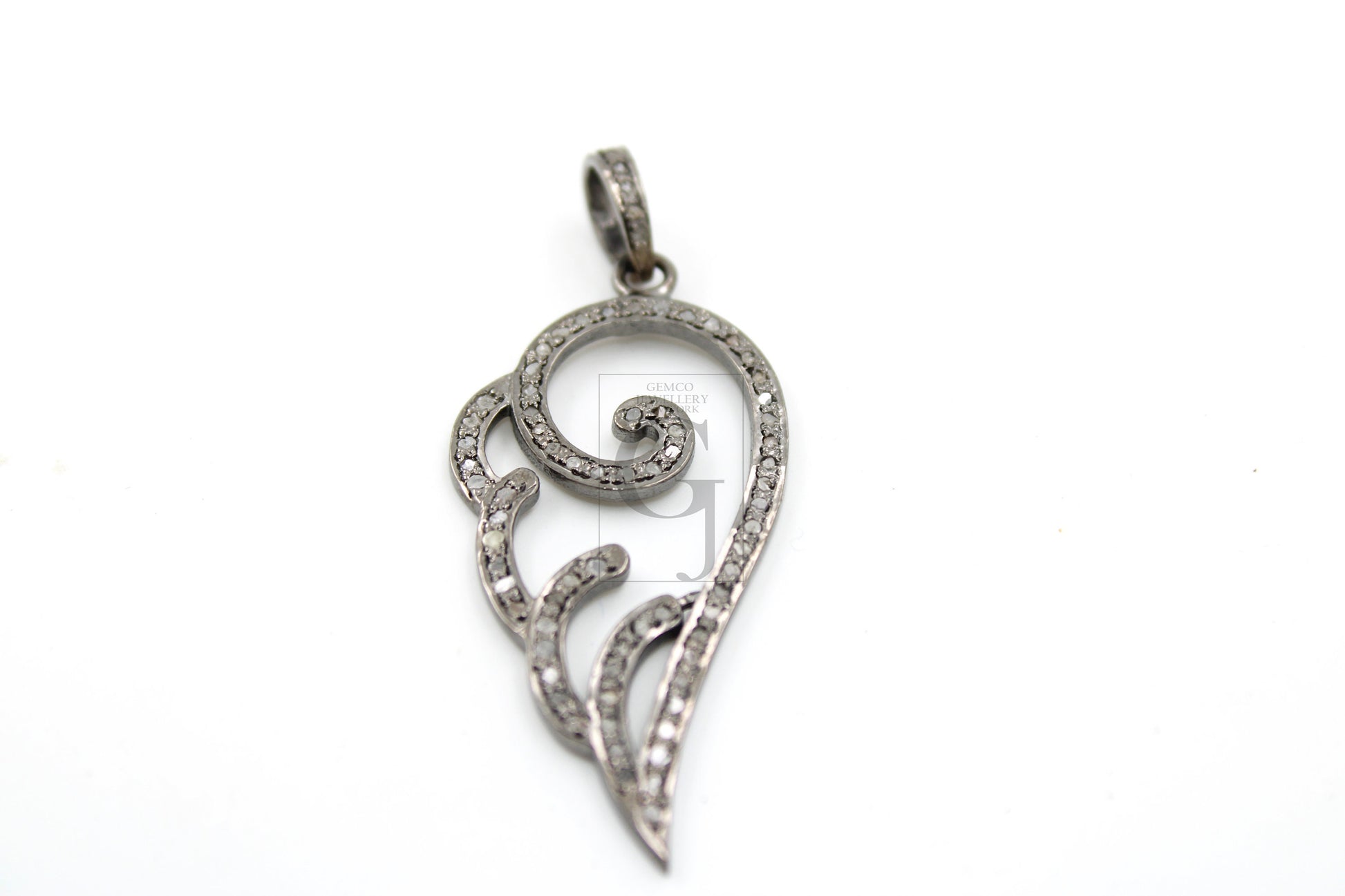 Very beautiful angle wings designer pendant Rosecut pave diamond pendant 925 sterling silver handmade finish diamond charms necklace pendant