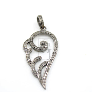 Very beautiful angle wings designer pendant Rosecut pave diamond pendant 925 sterling silver handmade finish diamond charms necklace pendant