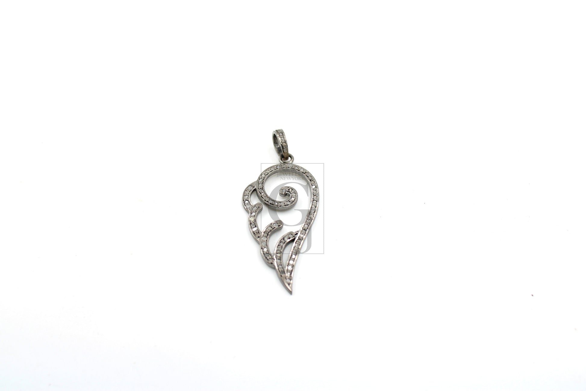 Very beautiful angle wings designer pendant Rosecut pave diamond pendant 925 sterling silver handmade finish diamond charms necklace pendant