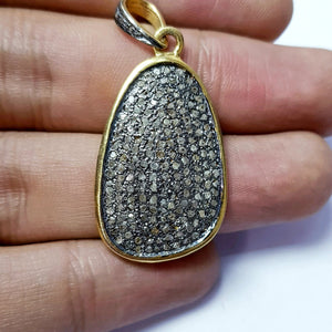 Antique Look Designer Rosecut Pave Diamond Pendant 925 Sterling Silver Handmade Finish Beautiful Diamond Pendant Jewelry