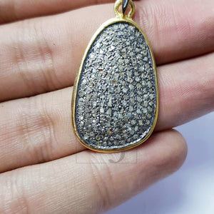 Antique Look Designer Rosecut Pave Diamond Pendant 925 Sterling Silver Handmade Finish Beautiful Diamond Pendant Jewelry
