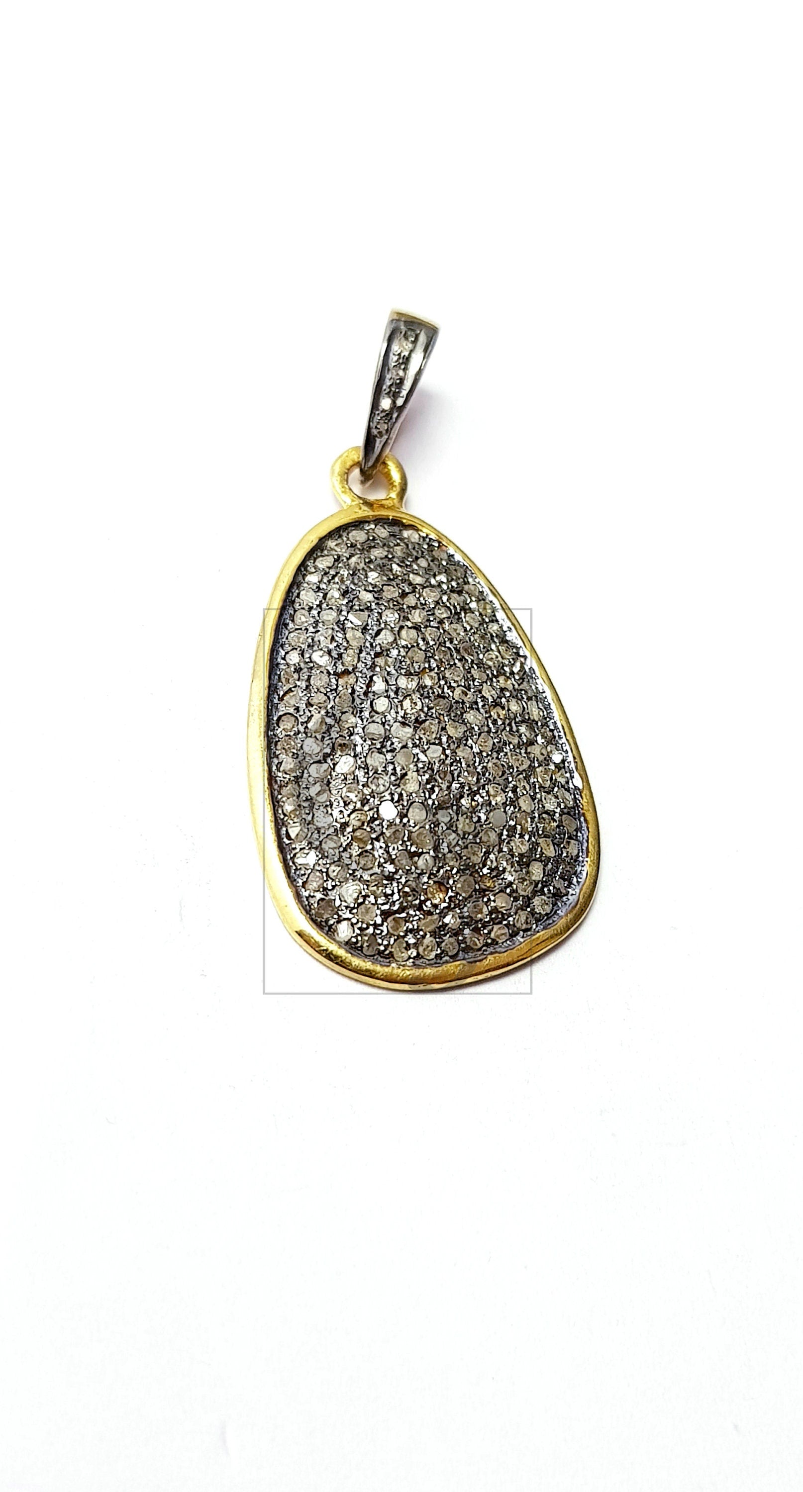 Antique Look Designer Rosecut Pave Diamond Pendant 925 Sterling Silver Handmade Finish Beautiful Diamond Pendant Jewelry