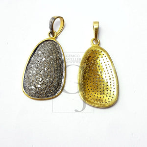 Antique Look Designer Rosecut Pave Diamond Pendant 925 Sterling Silver Handmade Finish Beautiful Diamond Pendant Jewelry