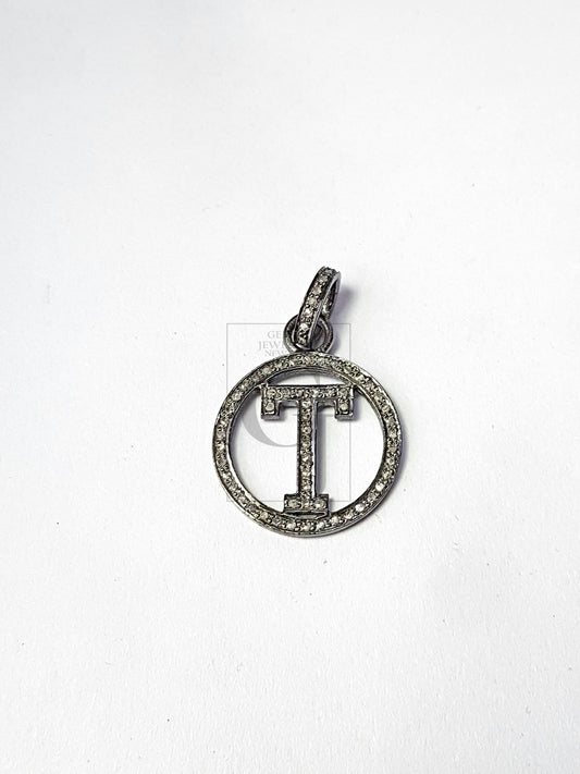 Pave Diamond Rosecut Pendant 925 Sterling Silver Pendant Handmade Diamond Pendant Pave Diamond Alphabet Pendant Charm From A to Z