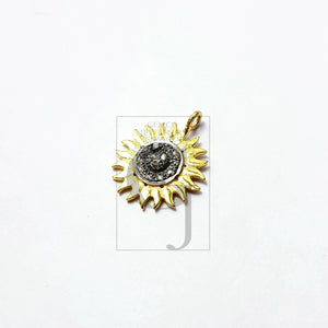 5pcs Sunburst Design Rosecut Pave Diamond Pendant 925 Sterling Silver Handmade Finish Diamond Pendant Jewelry