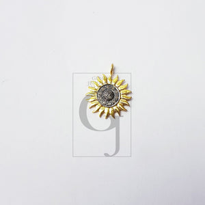 5pcs Sunburst Design Rosecut Pave Diamond Pendant 925 Sterling Silver Handmade Finish Diamond Pendant Jewelry