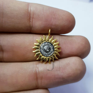 5pcs Sunburst Design Rosecut Pave Diamond Pendant 925 Sterling Silver Handmade Finish Diamond Pendant Jewelry