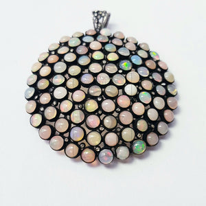 very beautiful opal designer Rosecut pave diamond pendant 925 sterling silver handmade finish diamond jewelry pendant