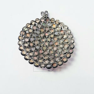very beautiful opal designer Rosecut pave diamond pendant 925 sterling silver handmade finish diamond jewelry pendant