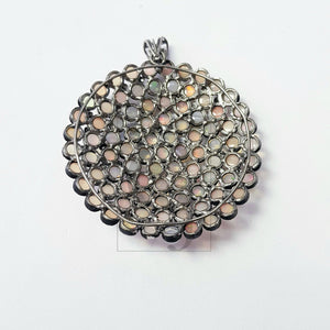very beautiful opal designer Rosecut pave diamond pendant 925 sterling silver handmade finish diamond jewelry pendant