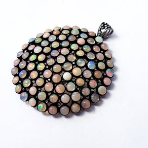 very beautiful opal designer Rosecut pave diamond pendant 925 sterling silver handmade finish diamond jewelry pendant