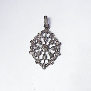 Pave diamond rosecut pendant 925 sterling silver pendant handmade diamond pendant beautiful new design diamond pendant