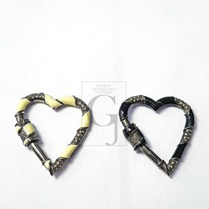 Pave diamond 925 sterling silver handmade heart shape design rose cut  pave diamond latest enameling color screw design clasp diamond locks