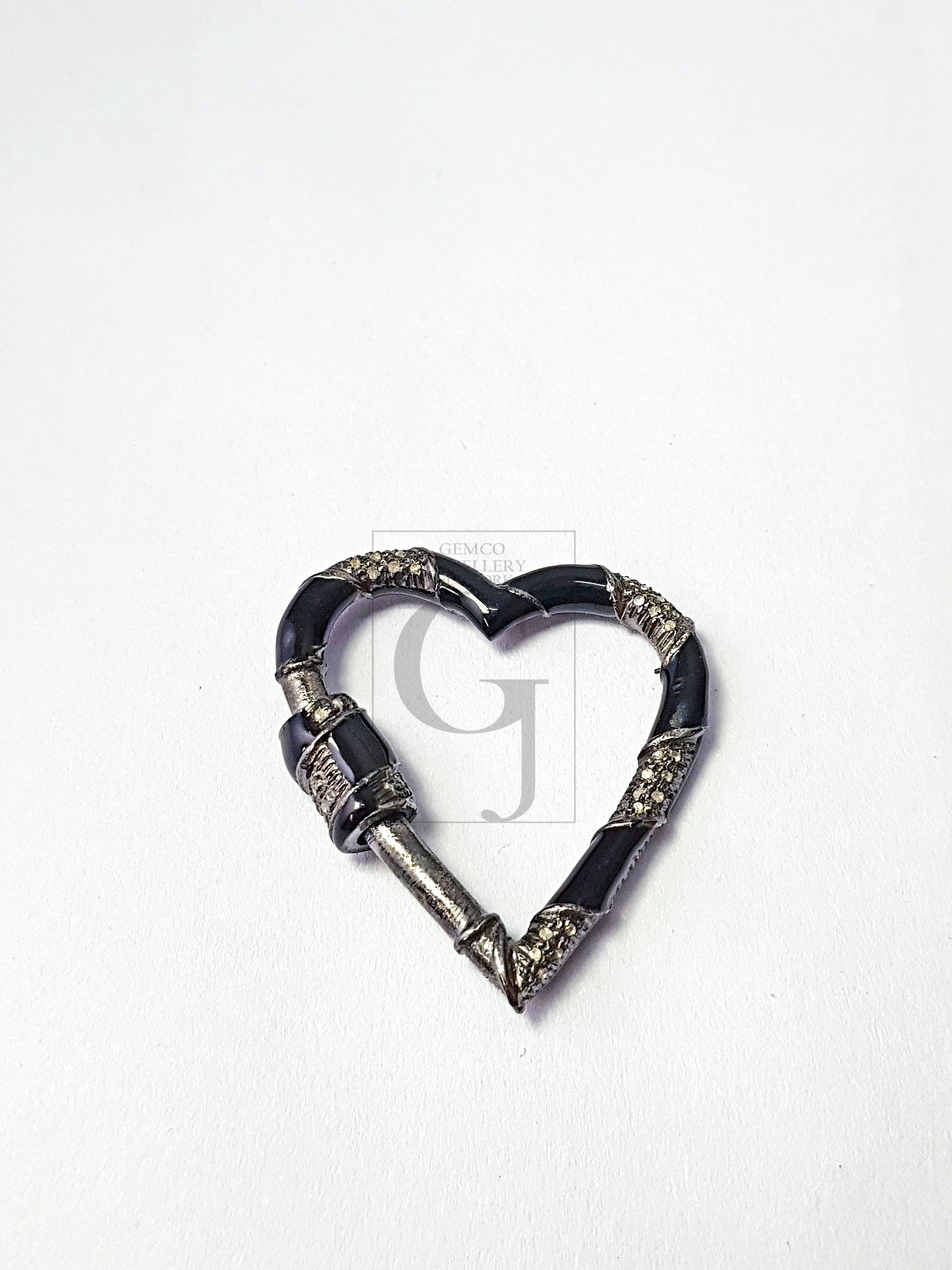 Pave diamond 925 sterling silver handmade heart shape design rose cut  pave diamond latest enameling color screw design clasp diamond locks