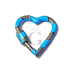 Pave diamond 925 sterling silver handmade heart shape design rose cut  pave diamond latest enameling color screw design clasp diamond locks