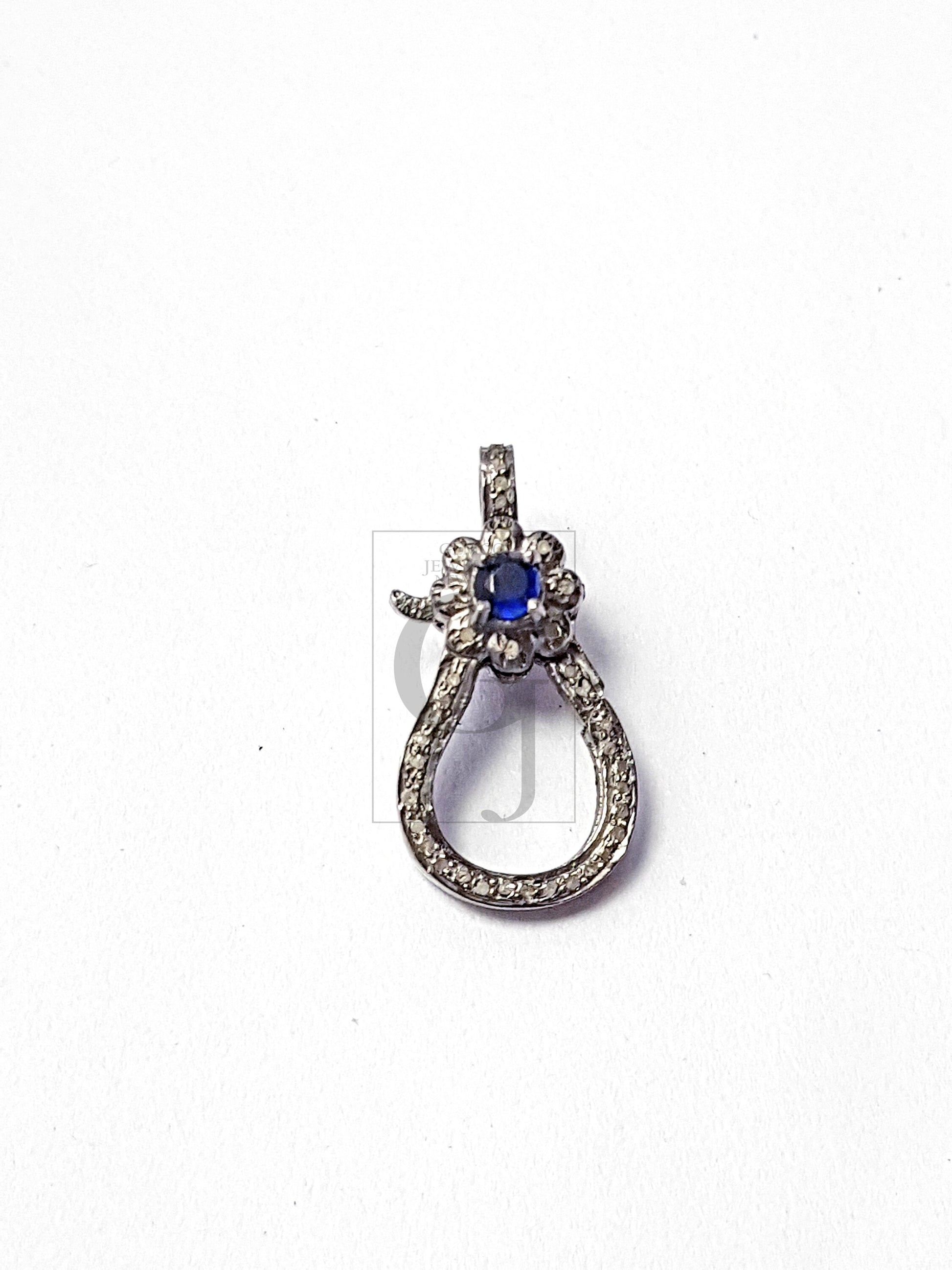 Pave Diamond Lobster Clasp, Pave Rosecut Diamond Clasp,925 Sterling Silver Handmade Pave Diamond Lock Clasp,Pave Diamond Stone Clasp