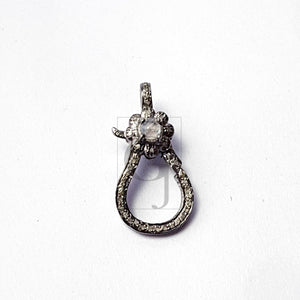 Pave Diamond Lobster Clasp, Pave Rosecut Diamond Clasp,925 Sterling Silver Handmade Pave Diamond Lock Clasp,Pave Diamond Stone Clasp