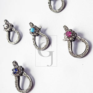 Pave Diamond Lobster Clasp, Pave Rosecut Diamond Clasp,925 Sterling Silver Handmade Pave Diamond Lock Clasp,Pave Diamond Stone Clasp