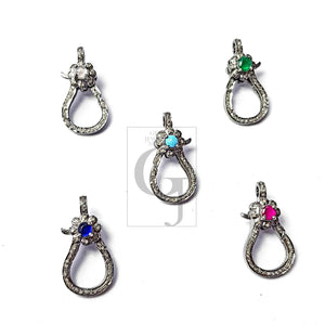 Pave Diamond Lobster Clasp, Pave Rosecut Diamond Clasp,925 Sterling Silver Handmade Pave Diamond Lock Clasp,Pave Diamond Stone Clasp