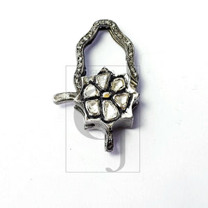 Pave diamond clasp, rosecut pave diamond lobster clasp, 925 sterling silver handmade finish diamond clasp,polki diamond clasp