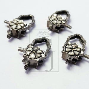 Pave diamond clasp, rosecut pave diamond lobster clasp, 925 sterling silver handmade finish diamond clasp,polki diamond clasp