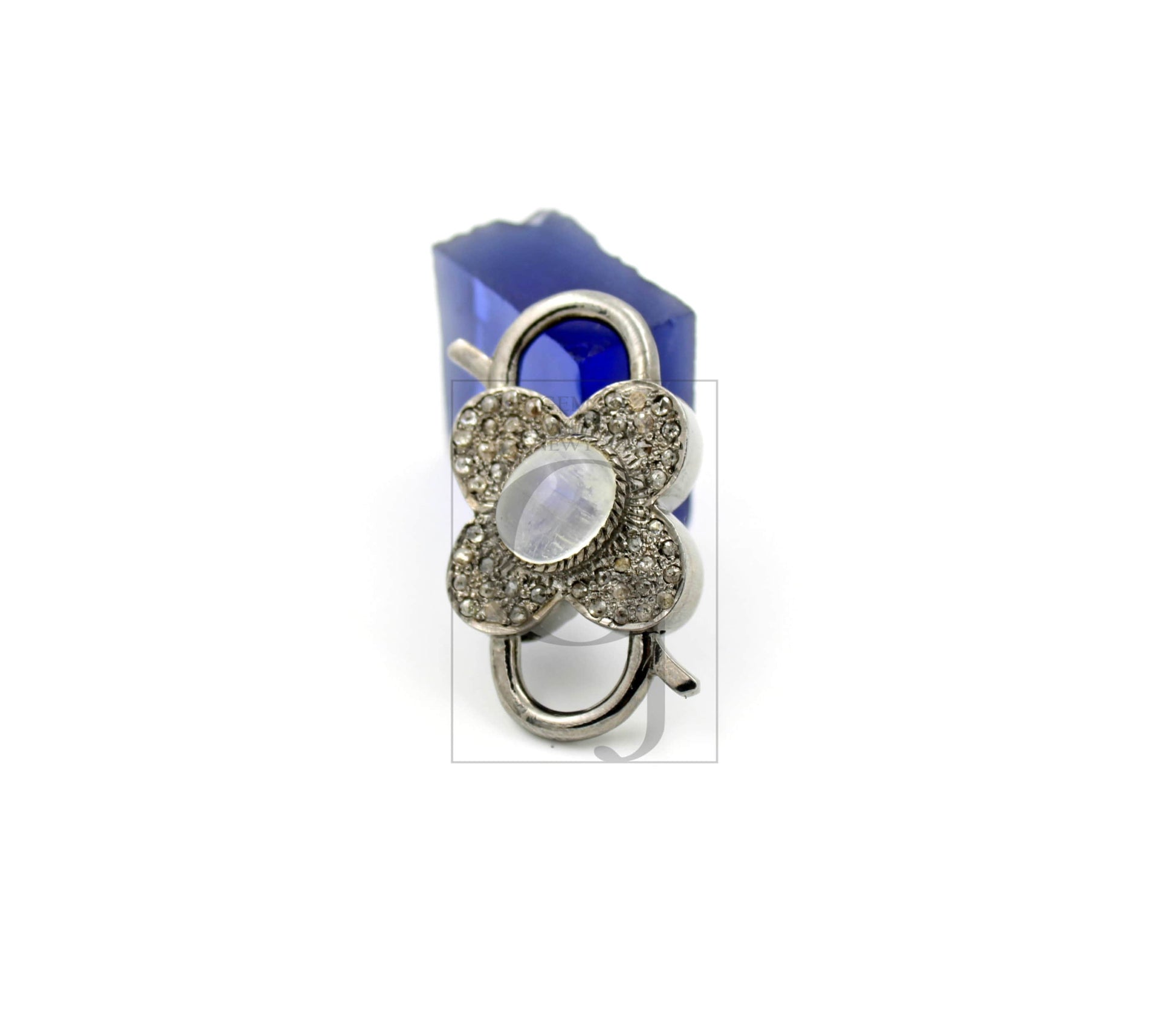 1pc Rosecut pave diamond lobster clasp, sterling silver diamond handmade clasp, color stone diamond  clasp,pave diamond clasp,diamond clasp