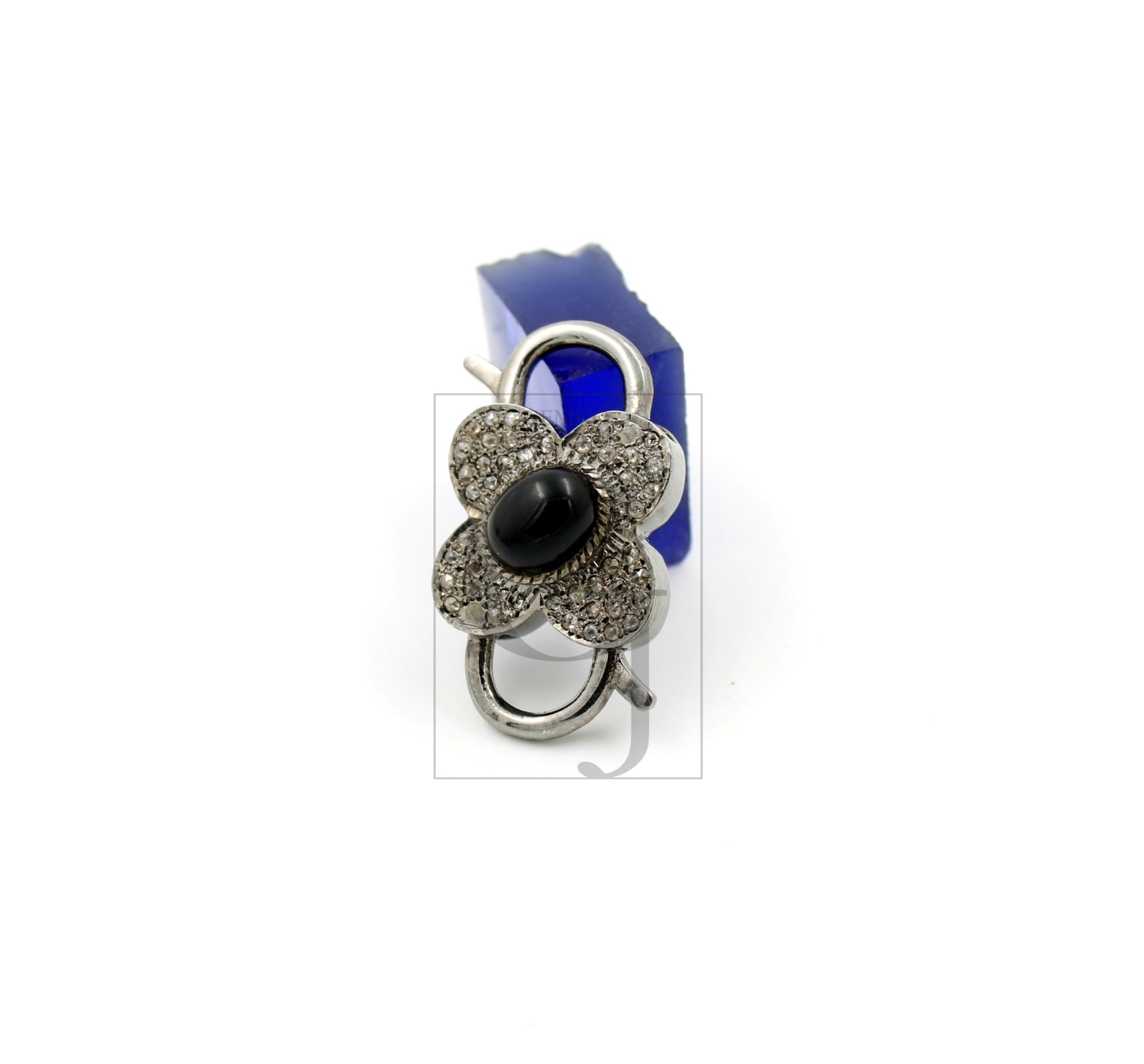 1pc Rosecut pave diamond lobster clasp, sterling silver diamond handmade clasp, color stone diamond  clasp,pave diamond clasp,diamond clasp