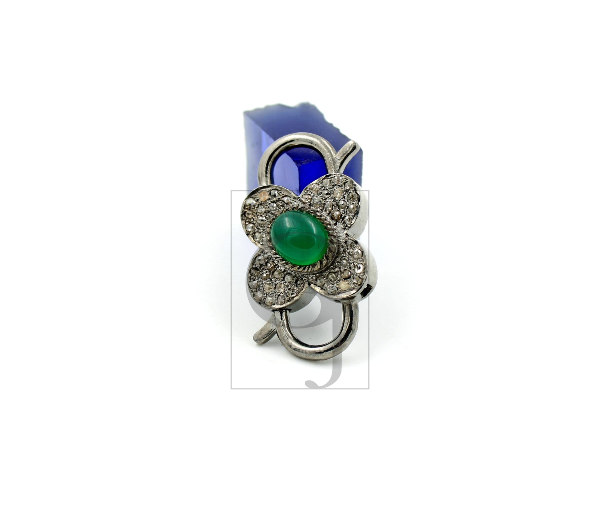 1pc Rosecut pave diamond lobster clasp, sterling silver diamond handmade clasp, color stone diamond  clasp,pave diamond clasp,diamond clasp
